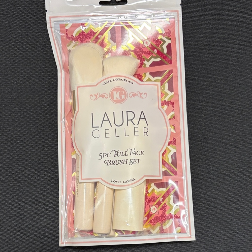 Laura Geller 5pc Full Face Brush Set - Cream and Pink